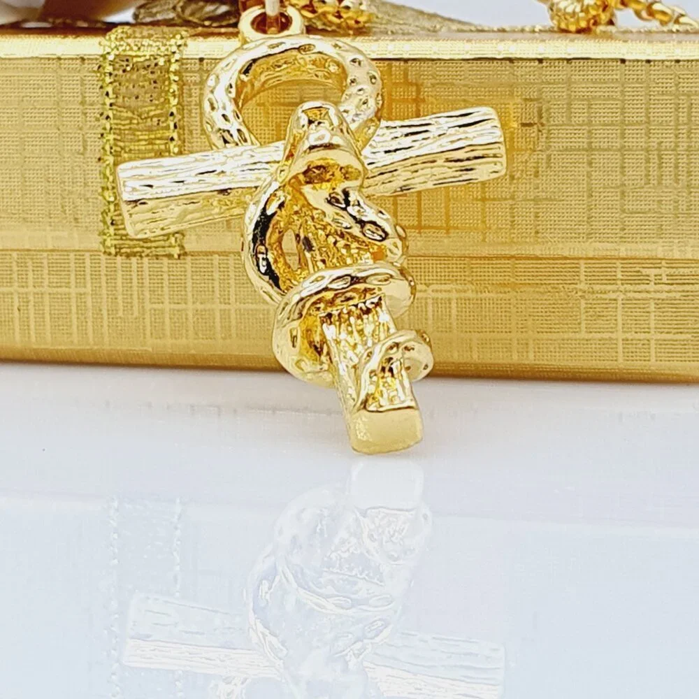 Gothic Snake Wrapped Cross Necklace for Men, BL55590025